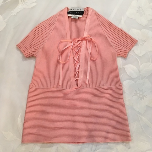 Wayne Rogers Tops - Wayne Rogers Lace Front Ribbed Top